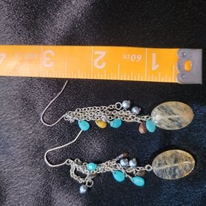 Elegant Silver and Turquoise Dangle Earrings